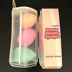 Beauty Blender Sponges 3-Pack in case - Pink Peach Mint colored New in Packaging